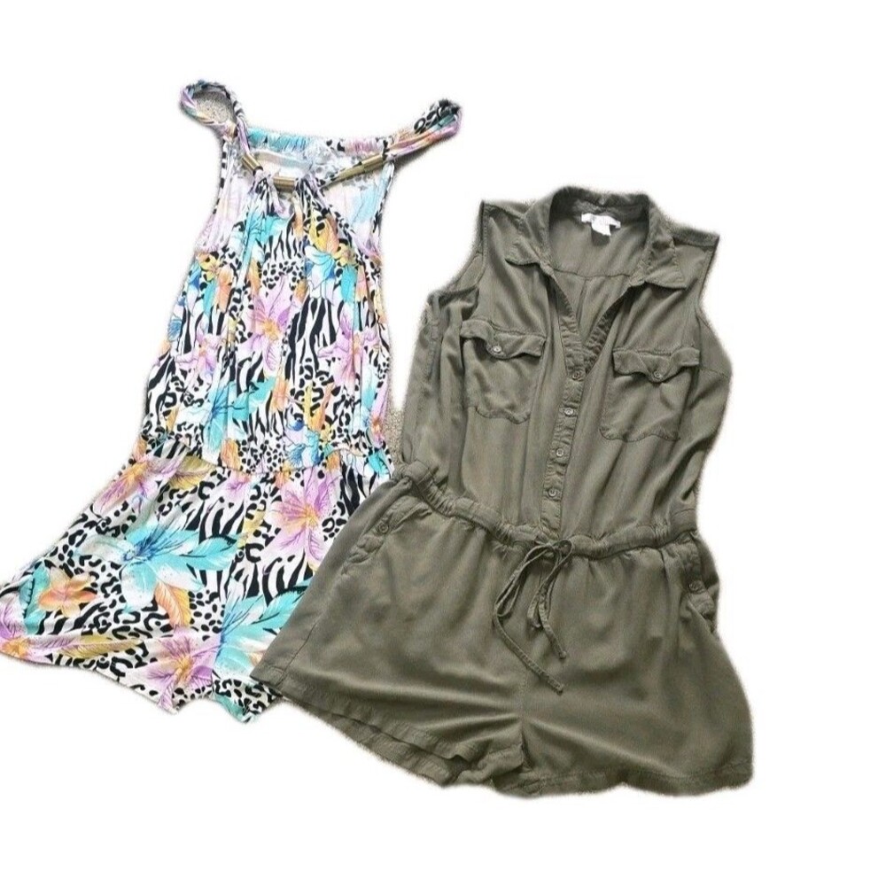2-VENUS LASCANA SIZE:M/L ROMPER ARMY GREEN/FLORAL *WORN 1X/EXCELLENTCOND* CUTE!